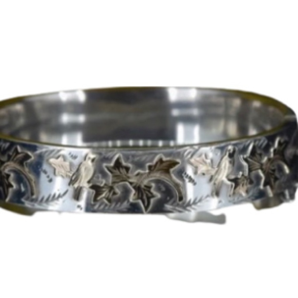 Edwardian silver & gold bangle